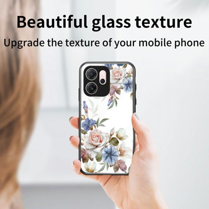 Cover Oppo Reno 14f 5g Hærdet Glas Med Blomstermønster