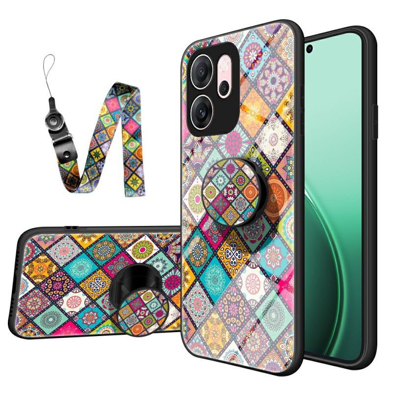 Cover Oppo Reno 14f 5g Telefon Etui Patchwork-stativ Og Snor