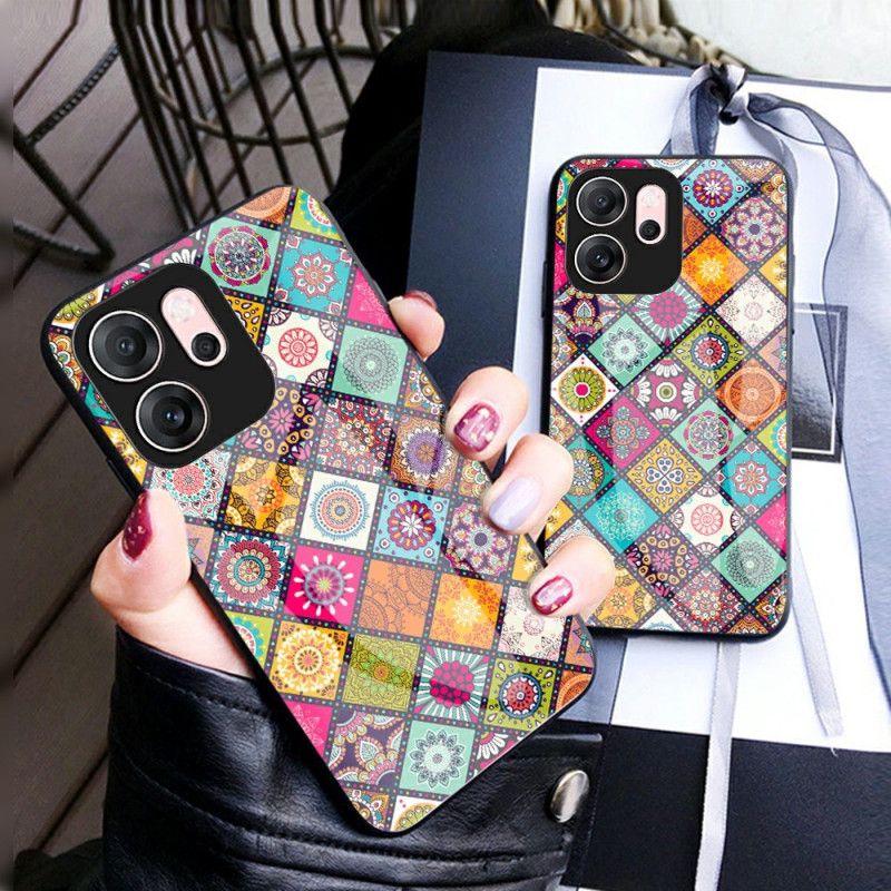 Cover Oppo Reno 14f 5g Telefon Etui Patchwork-stativ Og Snor
