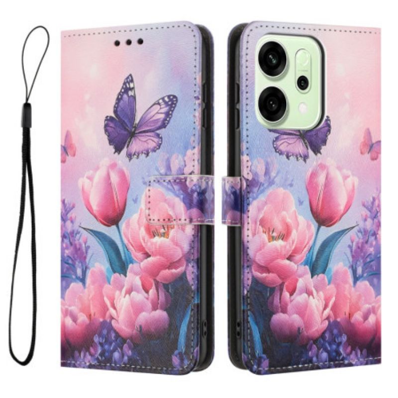 Flip Cover Oppo Reno 14f 5g Blomsterblomster