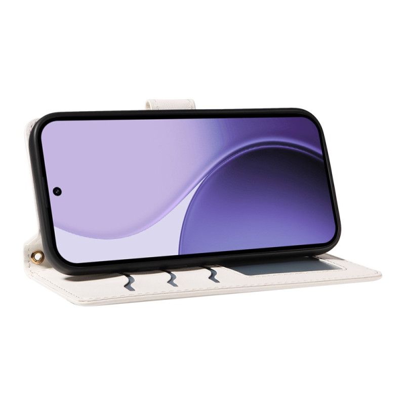 Læder Cover Oppo Reno 14f 5g Telefon Etui Quiltet Med Rem Og Skulderrem