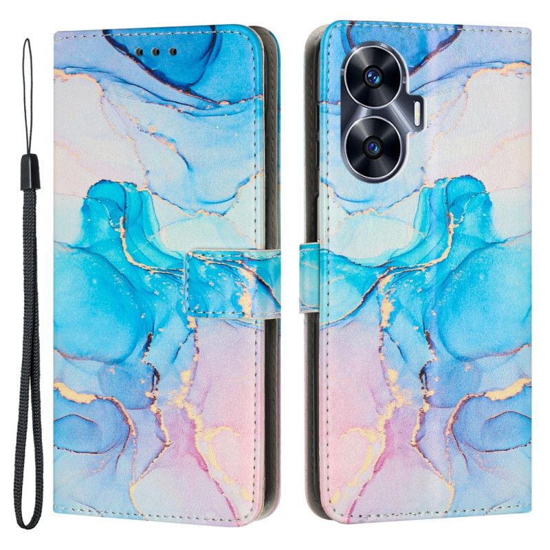 Flip Cover Realme C55 Marmor Med Snor