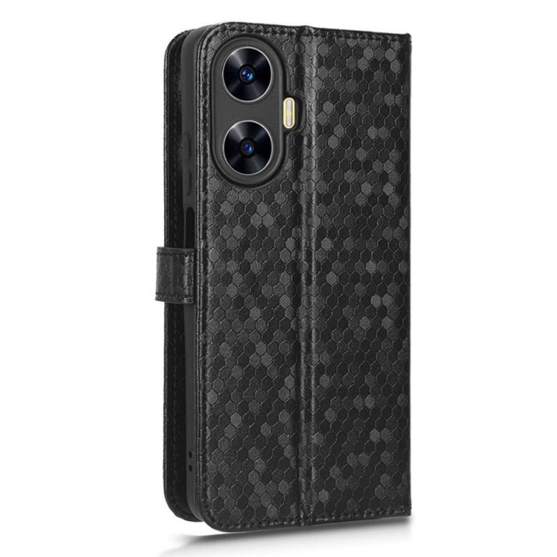 Flip Cover Realme C55 Skinnende Prikker Med Rem