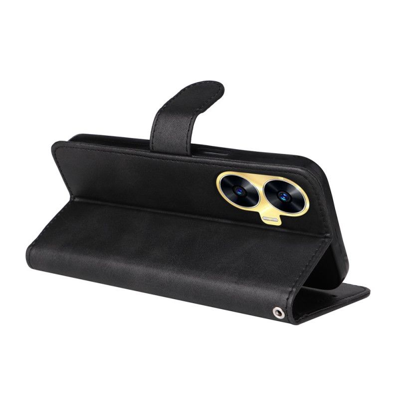 Læder Cover Realme C55 Telefon Etui Lædertekstureret Rem