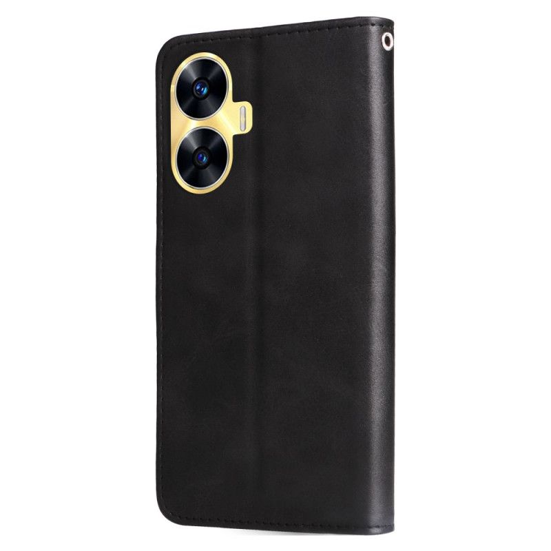 Læder Cover Realme C55 Telefon Etui Møntpung Foran