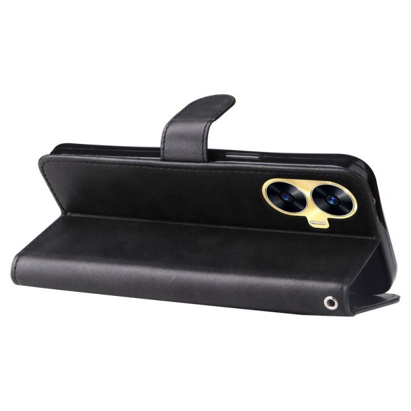 Læder Cover Realme C55 Telefon Etui Møntpung Foran