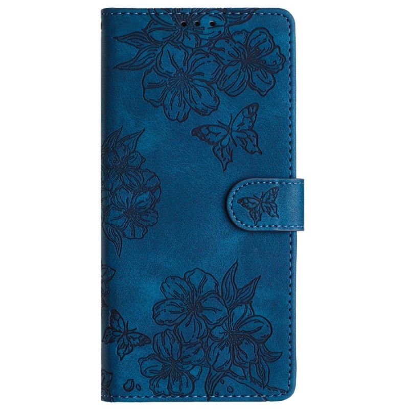 Læder Cover Google Pixel 9 Pro Telefon Etui Floral Ruskindseffekt