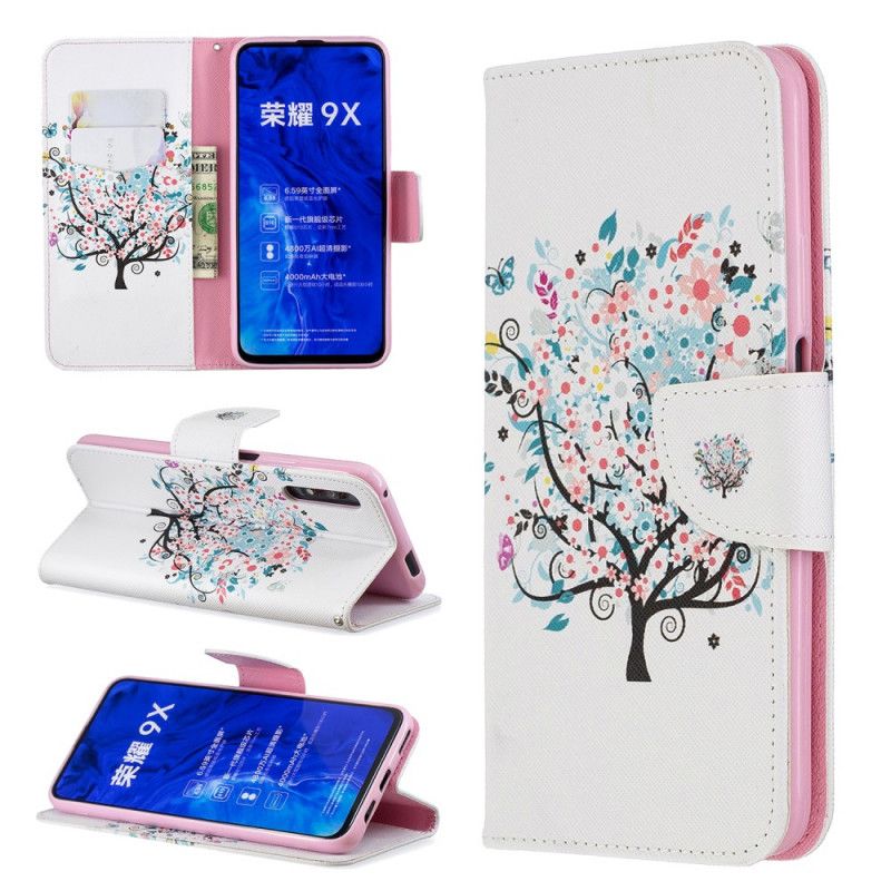 Flip Cover Honor 9X Pro Mobilcover Blomstret Træ