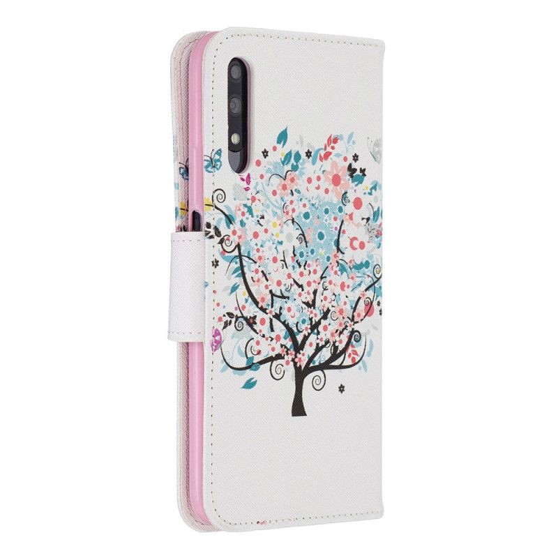 Flip Cover Honor 9X Pro Mobilcover Blomstret Træ
