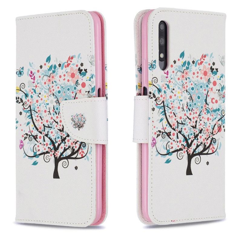 Flip Cover Honor 9X Pro Mobilcover Blomstret Træ