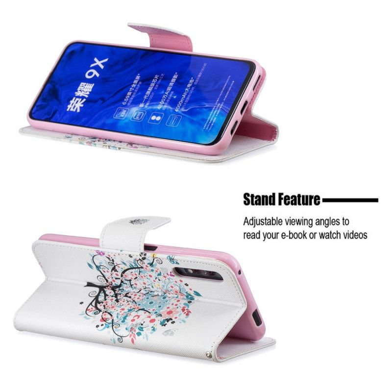 Flip Cover Honor 9X Pro Mobilcover Blomstret Træ