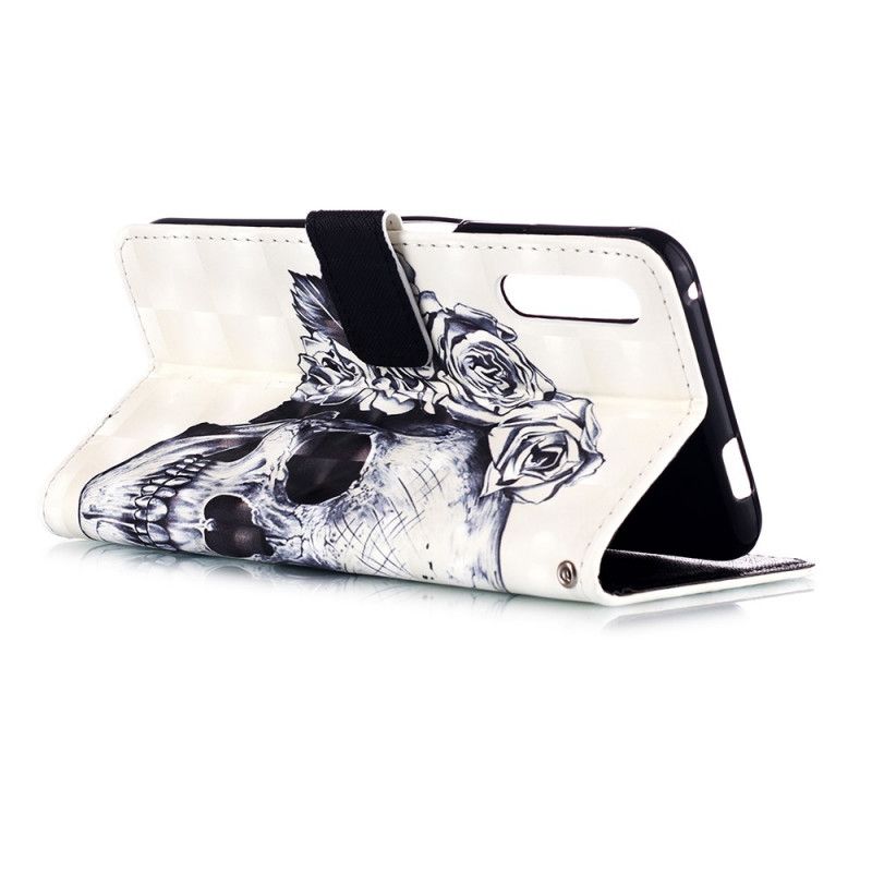 Flip Cover Læder for Honor 9X Pro 3D Blomsterskalle