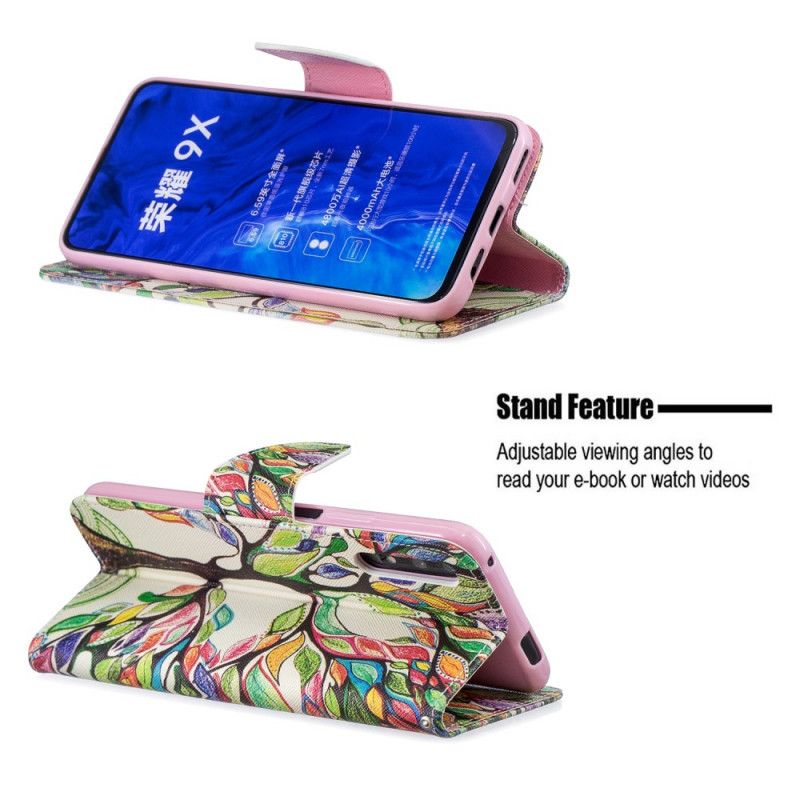 Flip Cover Læder for Honor 9X Pro Farvet Træ