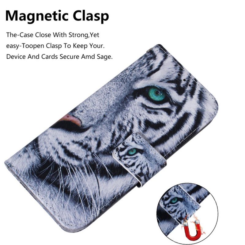 Flip Cover Læder for Honor 9X Pro Hvid Tiger
