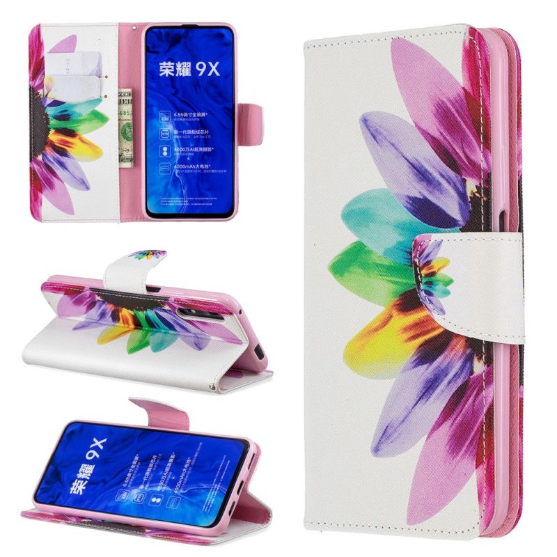Flip Cover Læder Honor 9X Pro Akvarelblomst