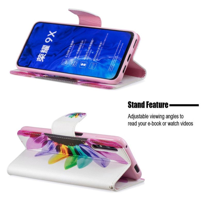 Flip Cover Læder Honor 9X Pro Akvarelblomst
