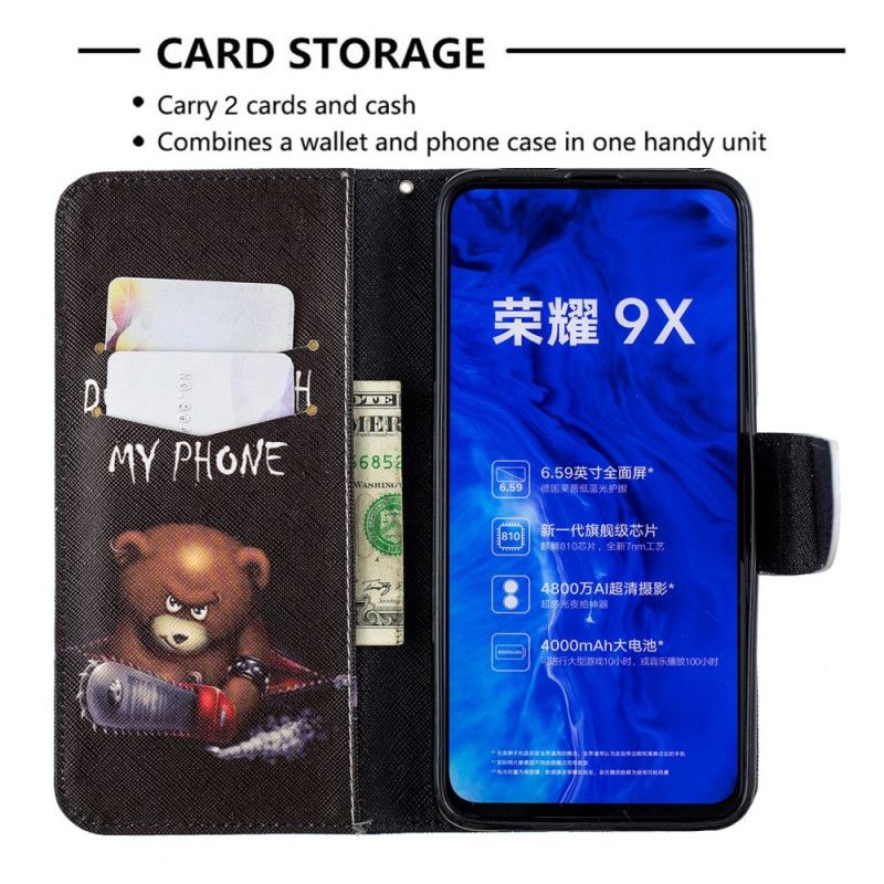 Flip Cover Læder Honor 9X Pro Farlig Bjørn