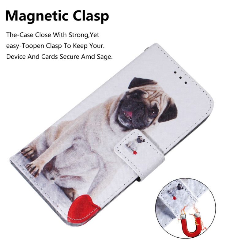Flip Cover Læder Honor 9X Pro Mops Hund Original