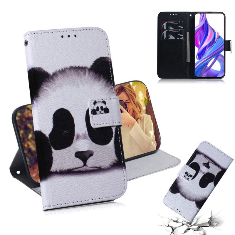 Flip Cover Læder Honor 9X Pro Panda Ansigt