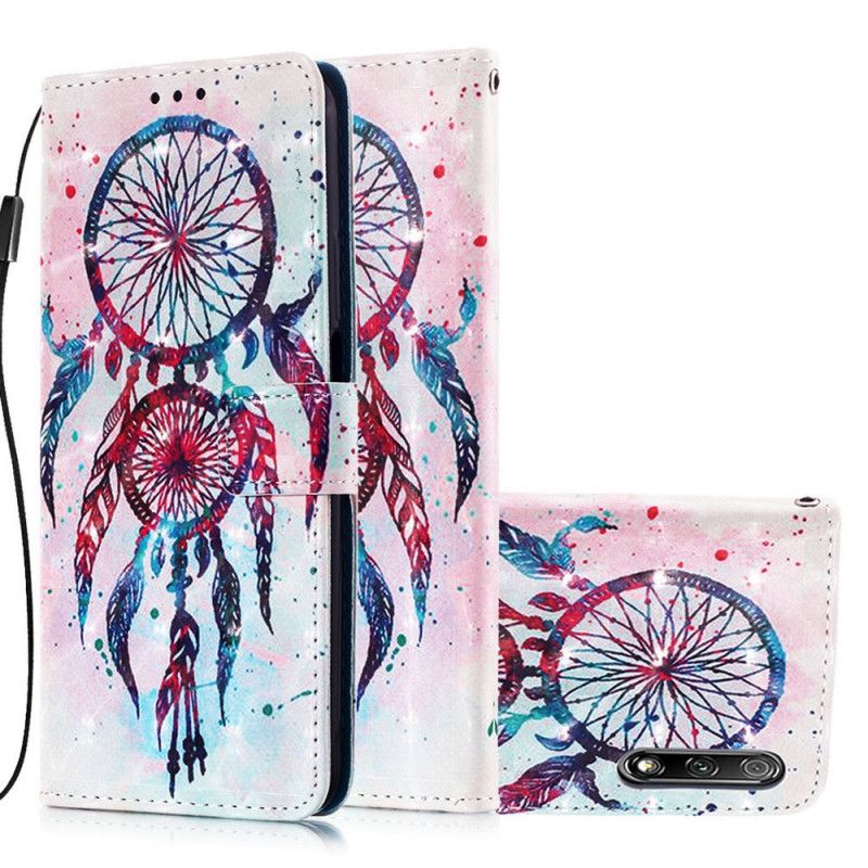 Flip Cover Læder Honor 9X Pro Rød Akvarel Drømmefanger