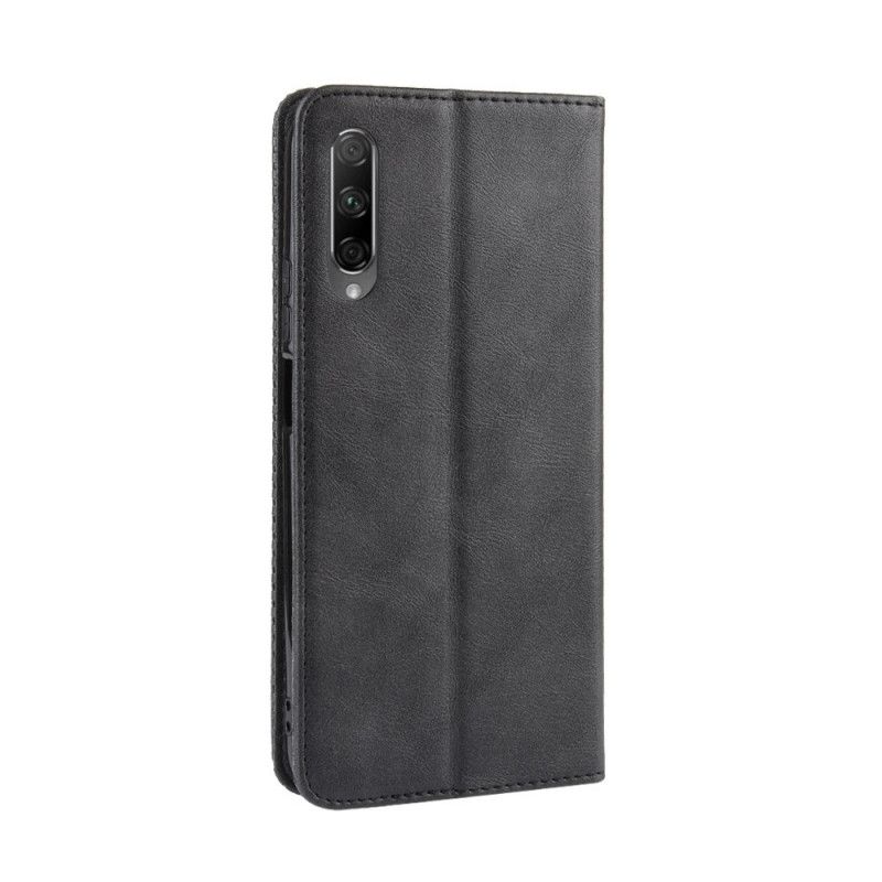 Læder Cover Honor 9X Pro Sort Stiliseret Vintage Lædereffekt