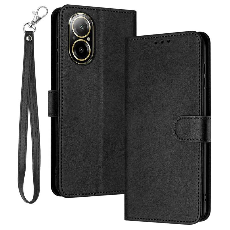 Flip Cover Realme C67 Almindelig Lædereffekt Med Rem