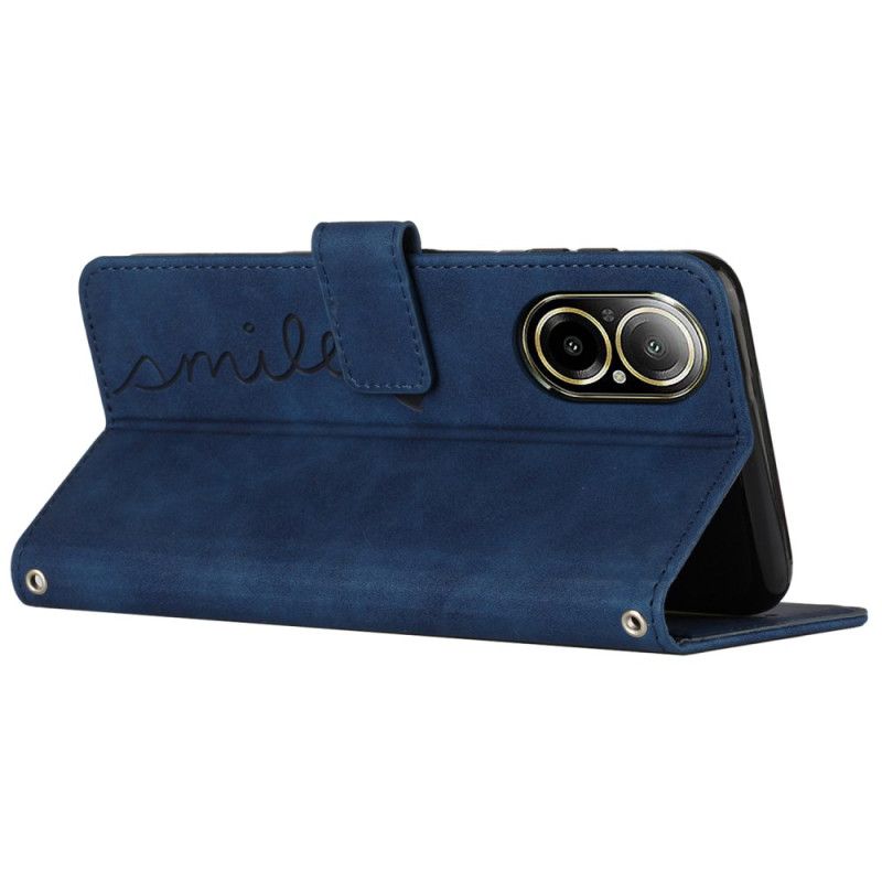 Læder Cover Realme C67 Telefon Etui Smile-ruskindseffekt