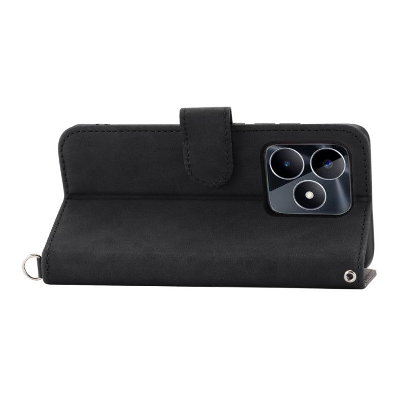 Flip Cover Realme C53 Blomstermønster Med Rem Og Skulderrem