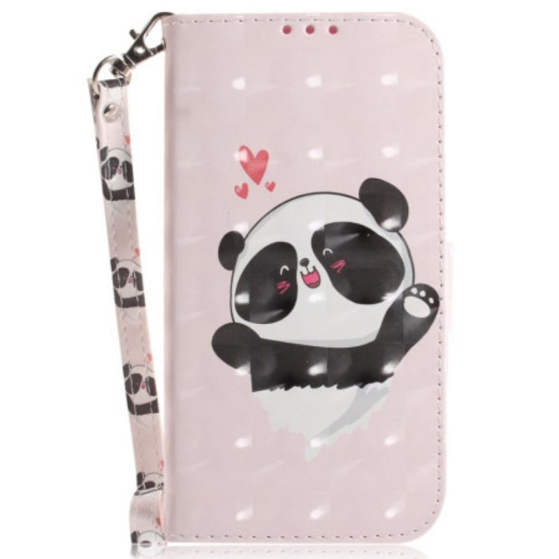 Flip Cover Realme C53 Panda-kærlighedsholder Med Snor