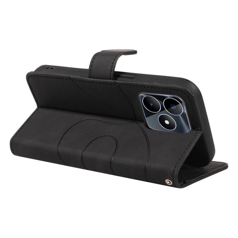 Læder Cover Realme C53 Telefon Etui Bølgede Linjer