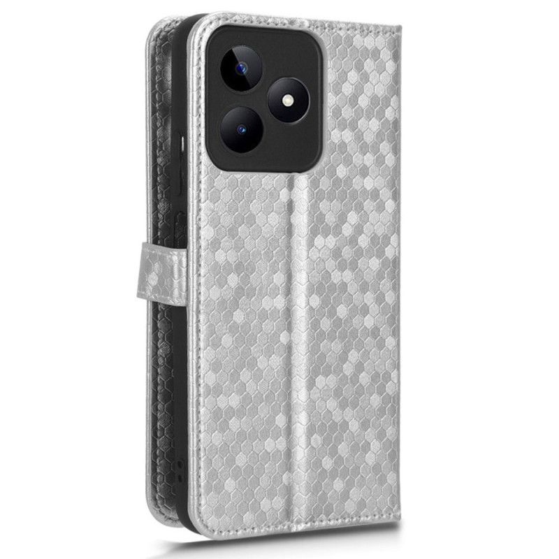Læder Cover Realme C53 Telefon Etui Glitterprikker Med Snor