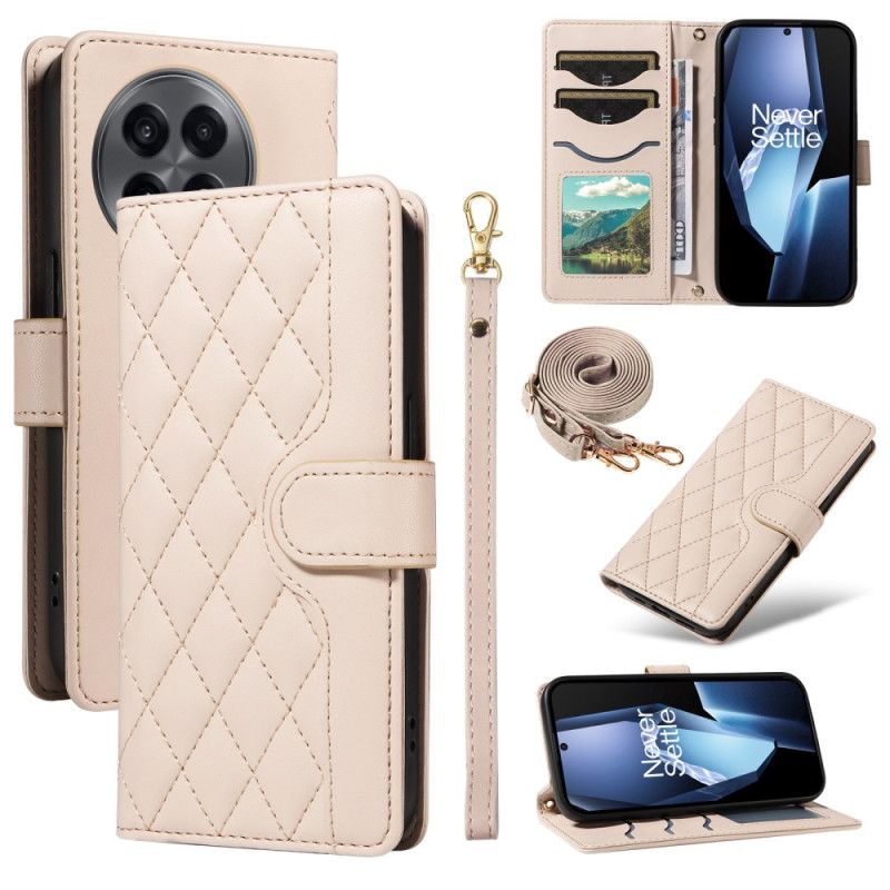 Flip Cover Oneplus 13r Quiltet Med Rem Og Skulderrem