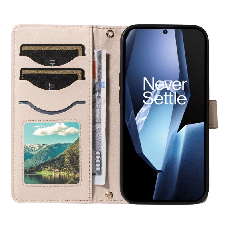 Flip Cover Oneplus 13r Quiltet Med Rem Og Skulderrem