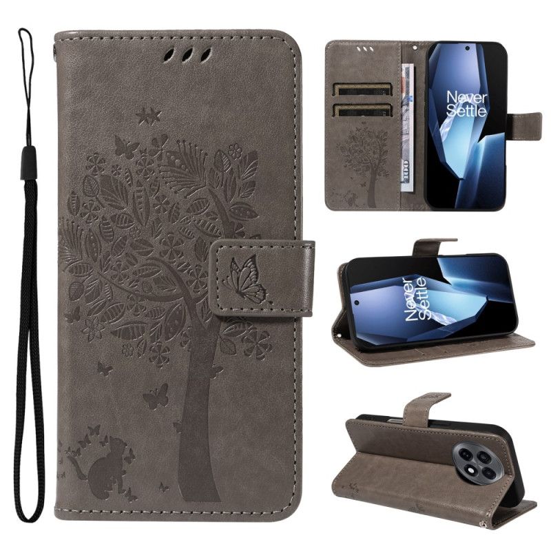 Flip Cover Oneplus 13r Træ Og Kat