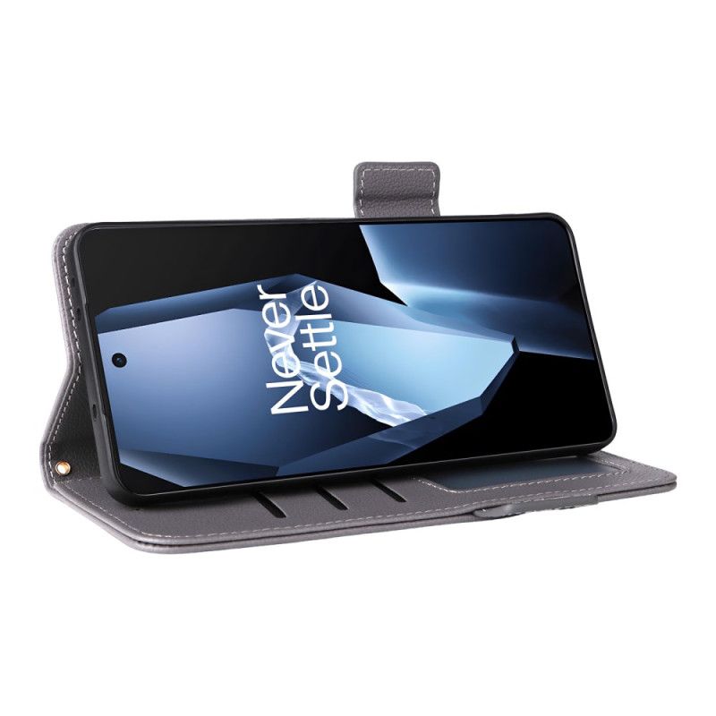 Flip Cover Til Oneplus 13r Litchi Tekstur Med Rem