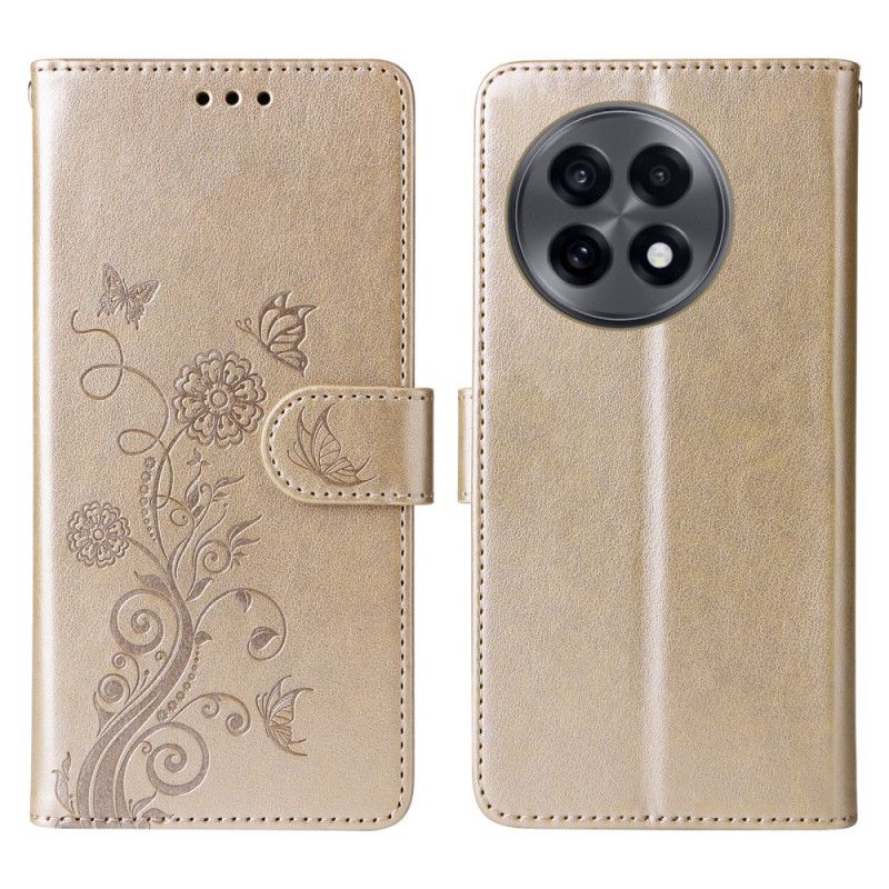 Læder Cover Oneplus 13r Telefon Etui Blomsterprint
