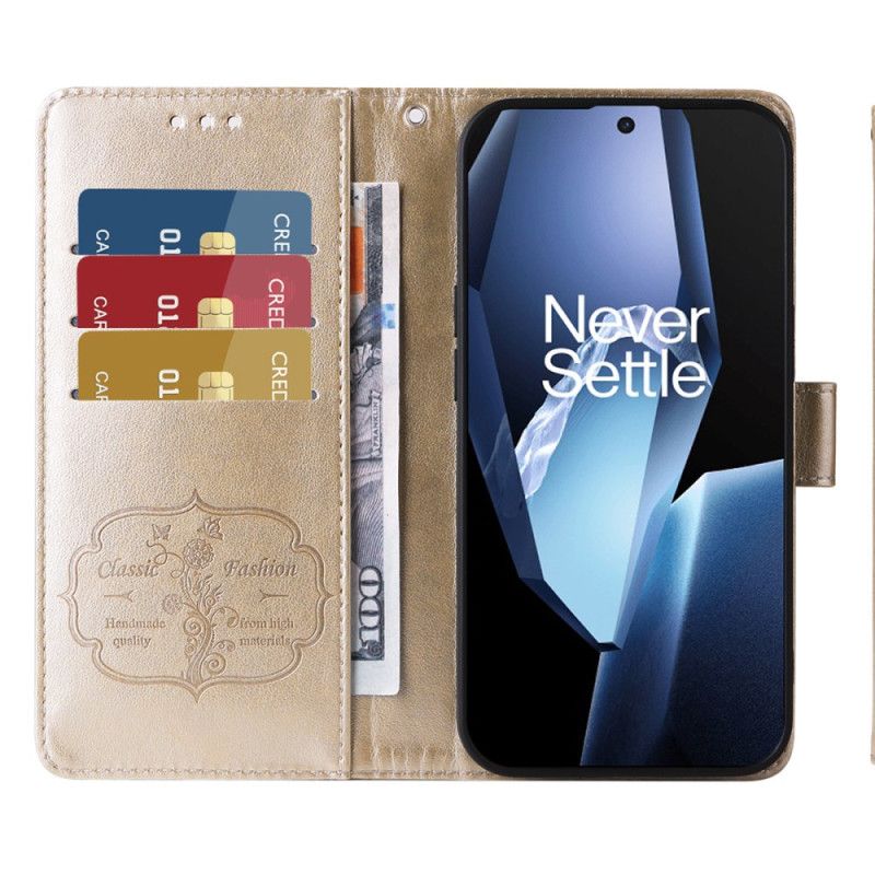 Læder Cover Oneplus 13r Telefon Etui Blomsterprint