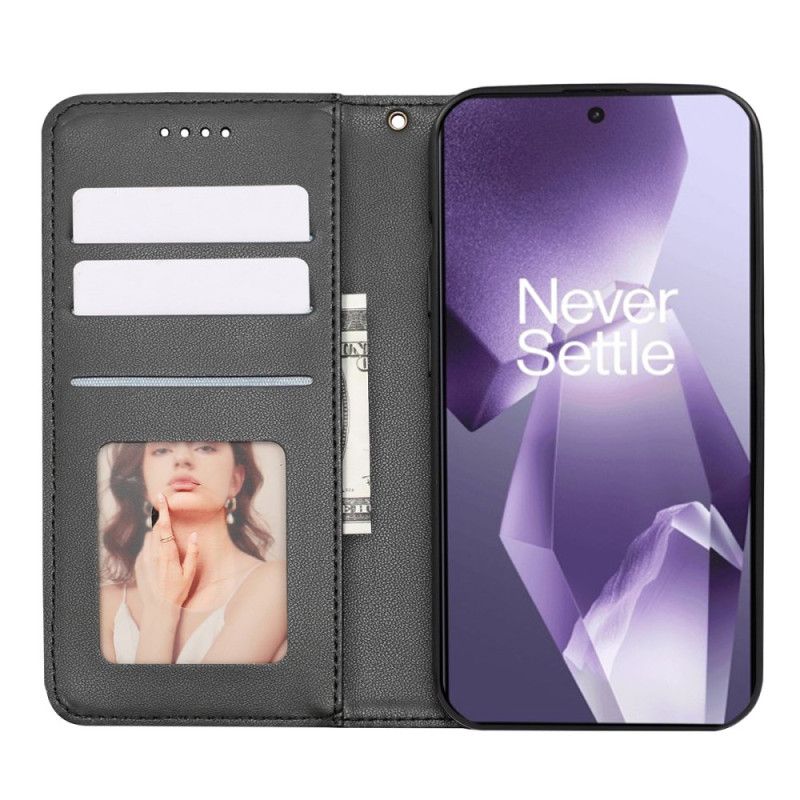 Læder Cover Oneplus 13r Telefon Etui Ternet Mønsterrem