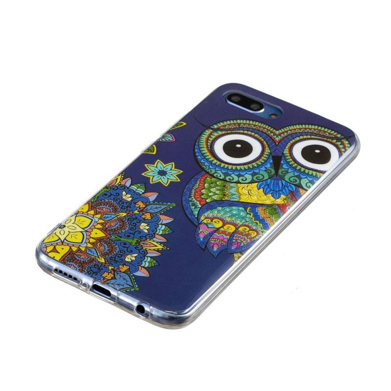 Cover Honor 10 Mobilcover Fluorescerende Mandala Ugle