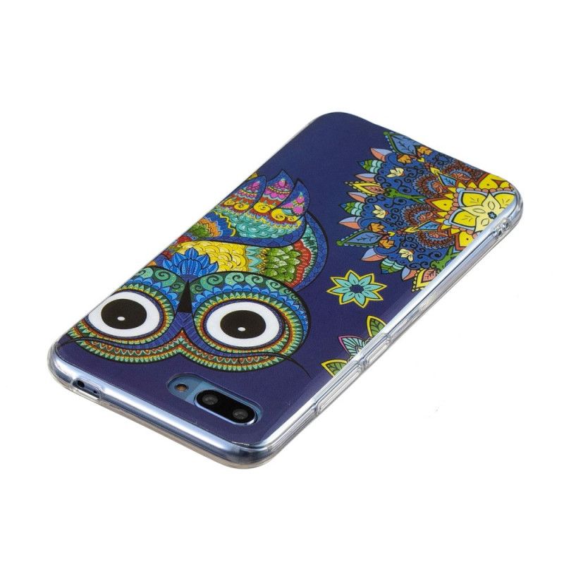 Cover Honor 10 Mobilcover Fluorescerende Mandala Ugle