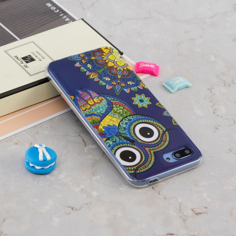 Cover Honor 10 Mobilcover Fluorescerende Mandala Ugle