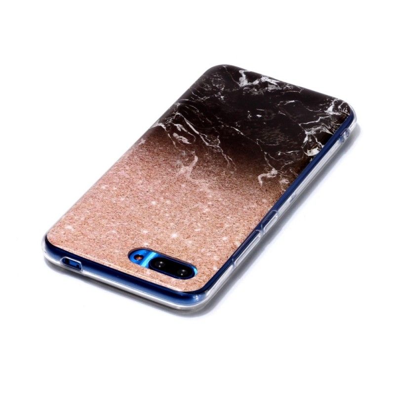 Cover Honor 10 Sort Mobilcover Marmorglitter