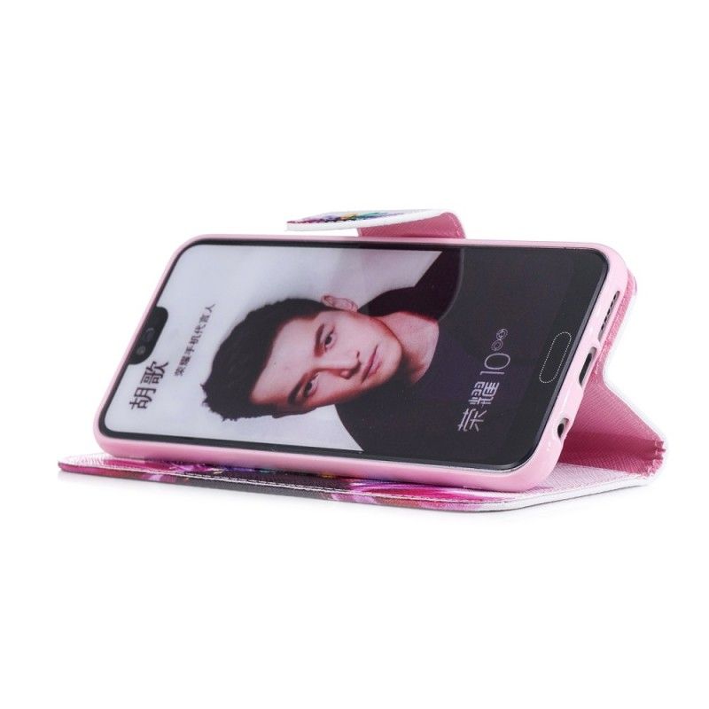Flip Cover Læder for Honor 10 Akvarelblomst