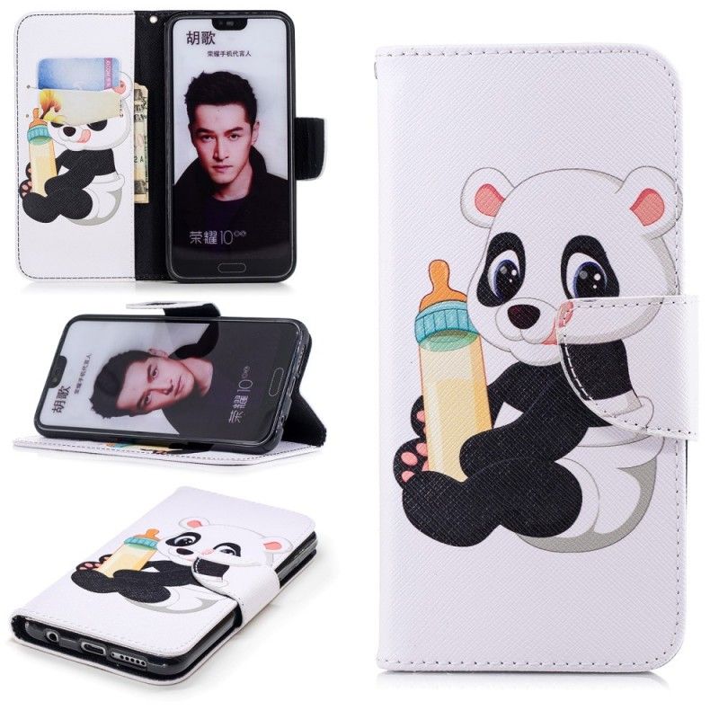 Flip Cover Læder for Honor 10 Baby Panda