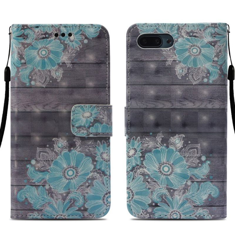 Flip Cover Læder Honor 10 Blå Blomster