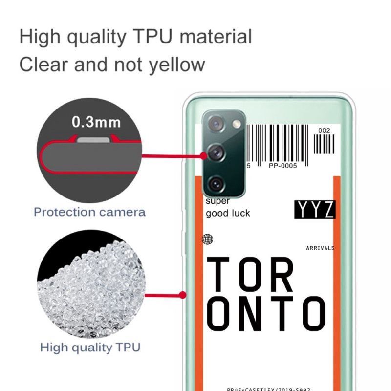 Cover for Samsung Galaxy S20 FE Boardingkort Til Toronto