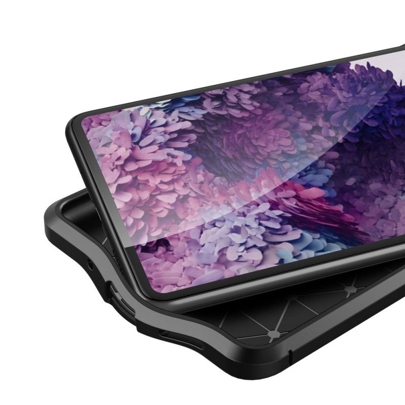 Cover for Samsung Galaxy S20 FE Sort Dobbeltlinjeret Lychee-Lædereffekt