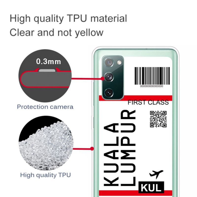 Cover Samsung Galaxy S20 FE Boardingkort Til Kuala Lumpur Beskyttelse