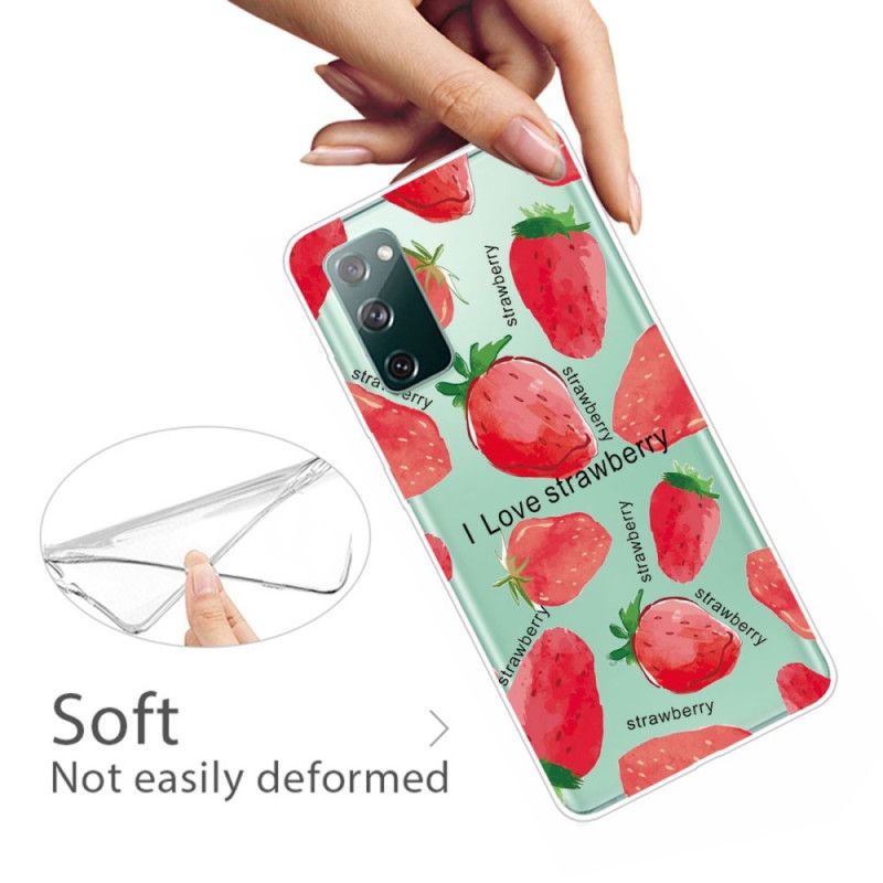 Cover Samsung Galaxy S20 FE Jordbær / Jeg Elsker Jordbær