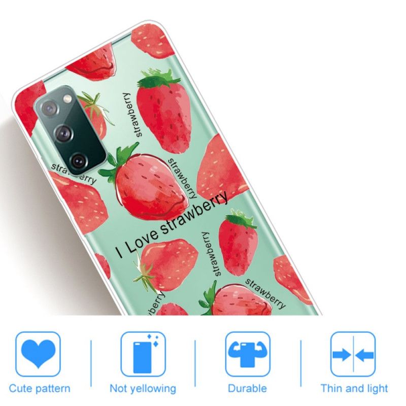 Cover Samsung Galaxy S20 FE Jordbær / Jeg Elsker Jordbær
